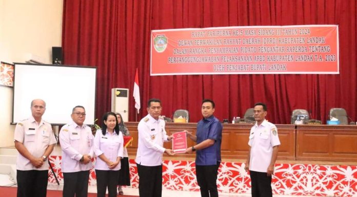 DPRD Bersama Pemkab Landak Gelar Paripurna Penyampaian Pidato Pengantar Raperda Pertanggungjawaban APBD 2023