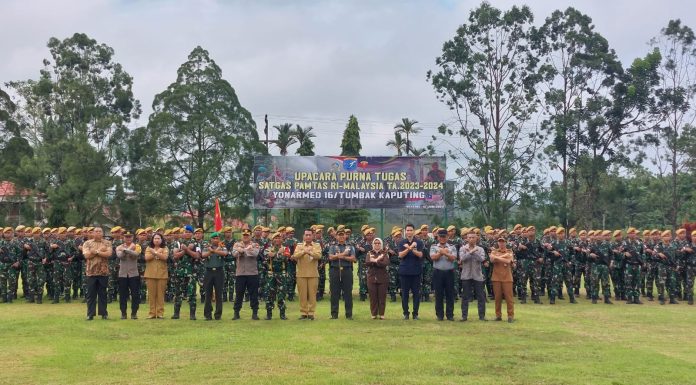 Setahun Bertugas Diperbatasan RI – Malaysia, 350 Prajurit TNI Kembali Ke Yonarmed 16/Tumbak Kaputing
