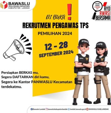 Bawaslu Landak Buka Rekrutmen Pengawas TPS, Berikut Ketentuannya