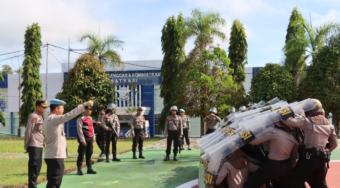 Antisipasi Pilkada Ricuh, Polres Landak Gelar Latihan Dalmas