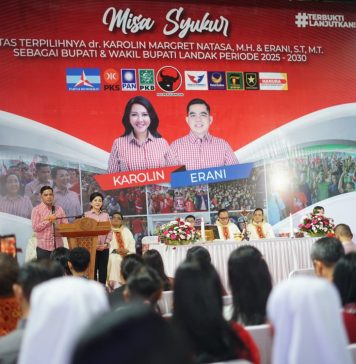Gelar Misa Syukur Kemenangan, Karolin-Erani Ajak Masyarakat Dukung Pembangunan