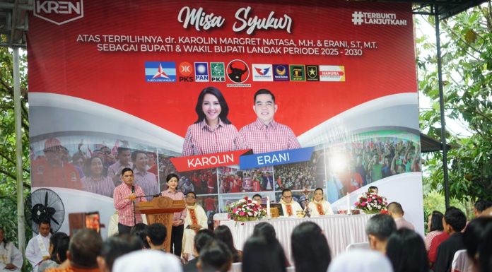 Gelar Misa Syukur Kemenangan, Karolin-Erani Ajak Masyarakat Dukung Pembangunan