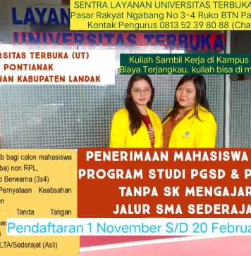 Salut Landak Masih Buka Pendaftaran Mahasiswa Baru UT