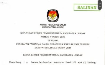 Keputusan KPU Landak Tentang Penetapan Pasangan Calon Bupati dan Wakil Bupati Terpilih Tahun 2024