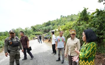 Bupati Karolin Tinjau Perbaikan Jalan Karangan-Salumang Mempawah Hulu